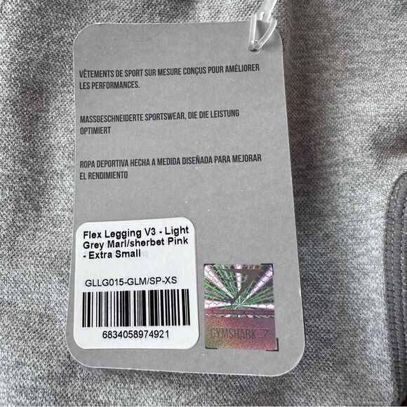 Gymshark Flex Leggings V3 Grey Marl, Sherbet Pink Size XS NWT - Picture 9 of 10